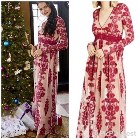 Altar'd State Norrie Maxi Long Sleeve Dress MED - Picture 3 of 8